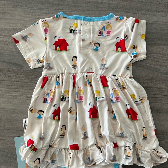 BAMBOO GOOD GRIEF GANG SHORT SLEEVE BODYSUIT TWIRL DRESS Snoopy Peanuts - Picture 2 of 5